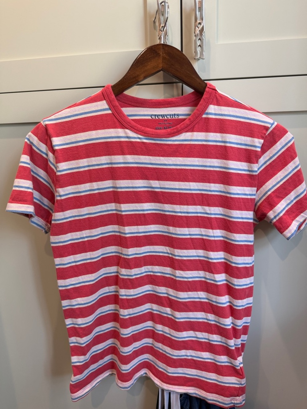 J. Crew Crewcuts Red, White & Light Blue Striped Short Sleeve Tee
